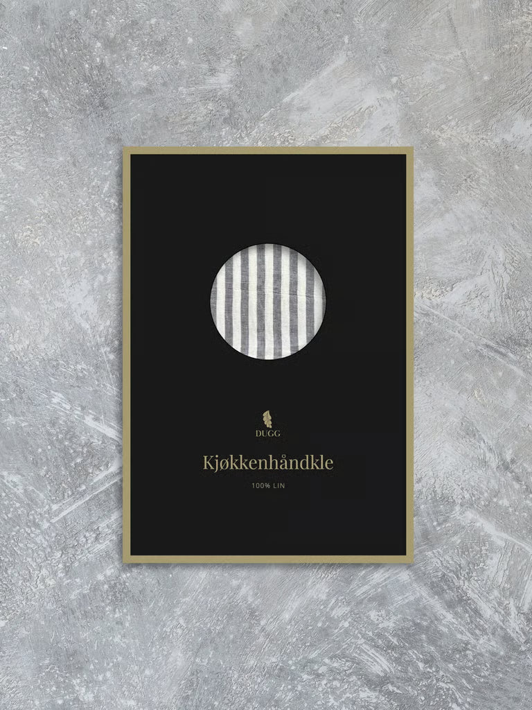 Kjøkkenhåndkle med smale, svarte striper
