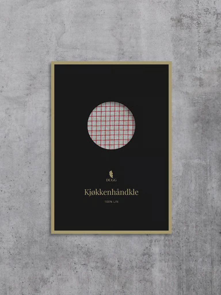 Kjøkkenhåndkle med små røde ruter