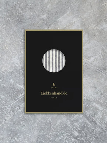 Kjøkkenhåndkle med smale, svarte striper