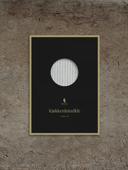 Hvitt linhåndkle med smal striper