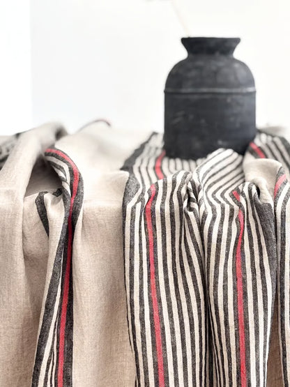 Linduk naturfarge med striper