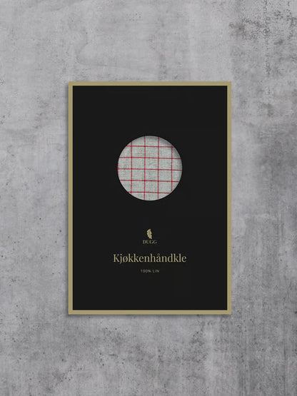 Kjøkkenhåndkle med store røde ruter