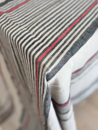 Linduk naturfarge med striper