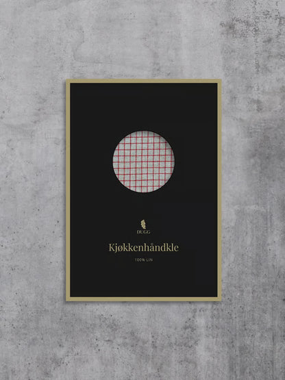 Kjøkkenhåndkle med små røde ruter
