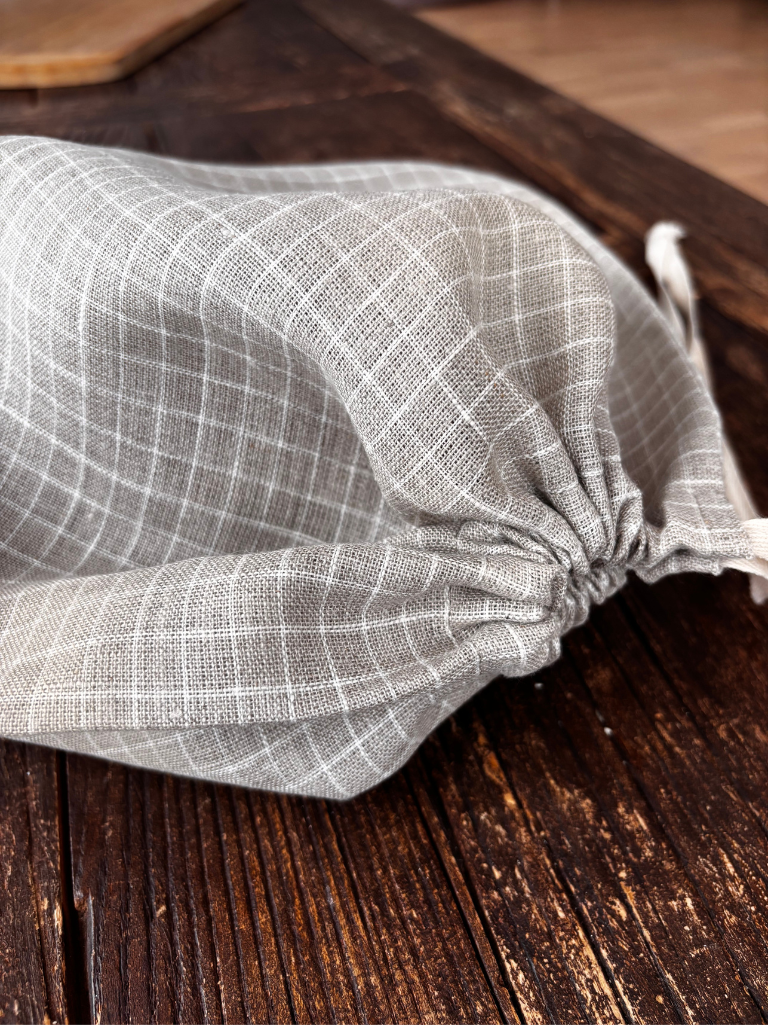 Brødpose i ubehandlet 100 % lin – Natur med ruter