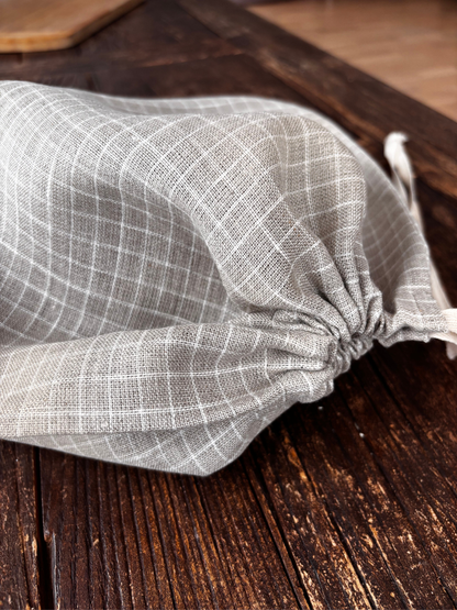 Brødpose i ubehandlet 100 % lin – Natur med ruter