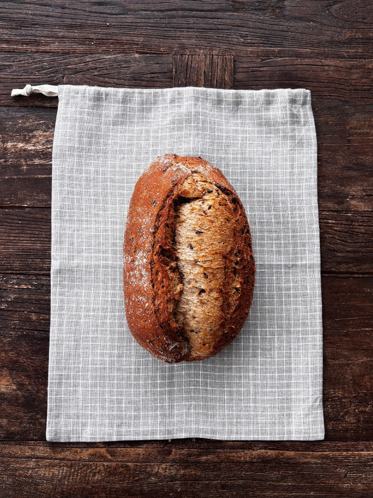 Brødpose i ubehandlet 100 % lin – Natur med ruter