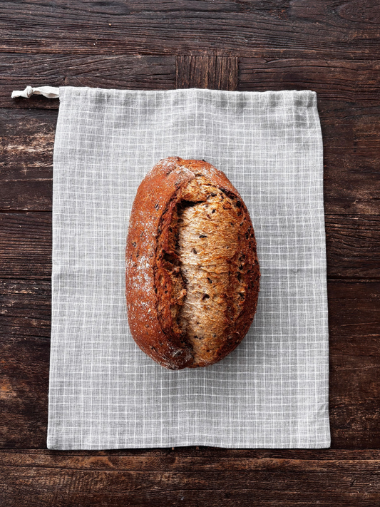 Brødpose i ubehandlet 100 % lin – Natur med ruter