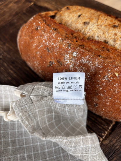 Brødpose i ubehandlet 100 % lin – Natur med ruter