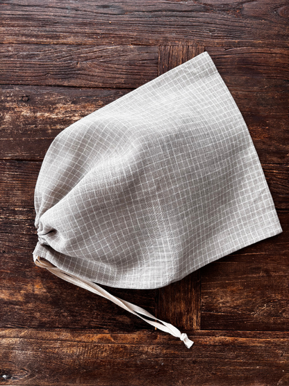 Brødpose i ubehandlet 100 % lin – Natur med ruter