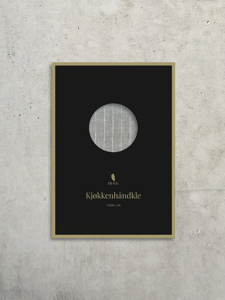 Naturfarget linhåndkle med striper