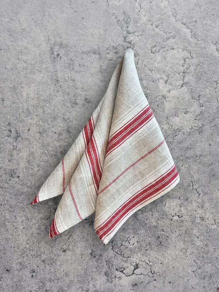 Linserviett med røde striper 45x45 cm