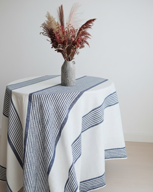 Linduk hvit med blå striper