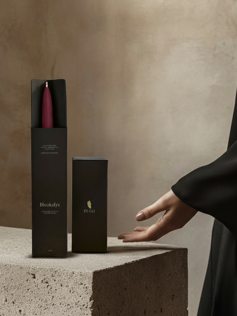 Kronelys av bivoks – 4 stk | Dyp rød / burgunder