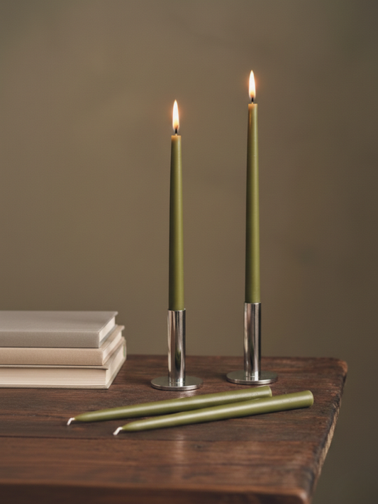 Grønne bivokskronelys – Gavepakke 4 stk.