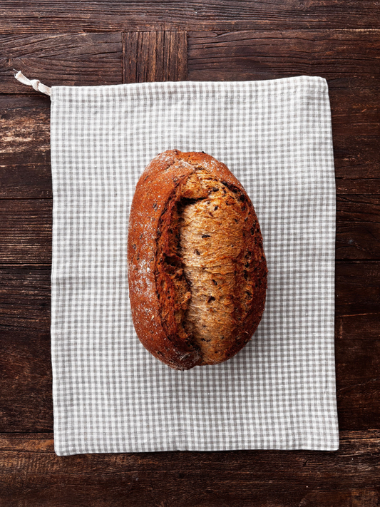 Brødpose i ubehandlet 100 % lin – Natur med små ruter