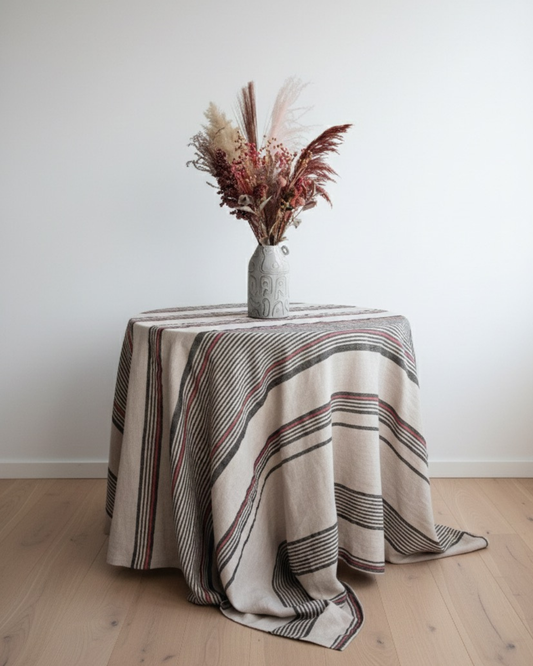 Linduk naturfarge med striper