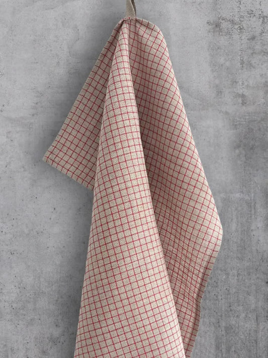 Kjøkkenhåndkle med små røde ruter