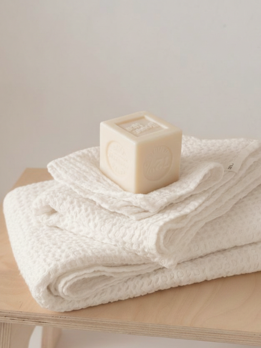 Vaffelhåndkle i lin – Off white. 100 % lin | Naturlig og mykt